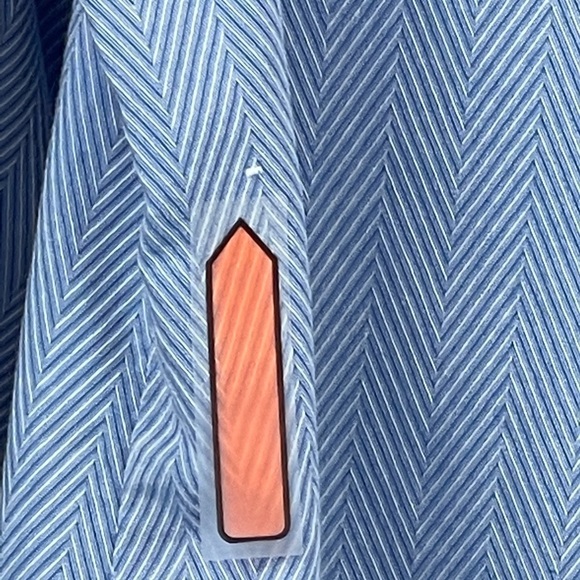 Lane Bryant Shirt Blue Herringbone Sz 16 Button Front Stretch 3/4 Sleeve V-Neck - Picture 4 of 11